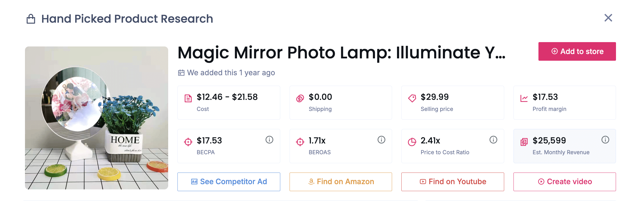 Magic Mirror Photo Lamp
